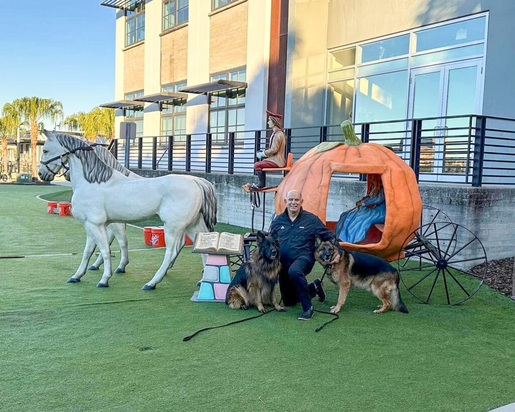 Richard Gonzmart With Cinderella Pumpkin Coach and His Dogs