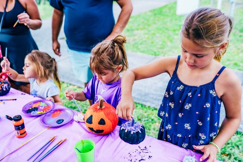 Watermelon Fall Fest Kids painting pumpkins
