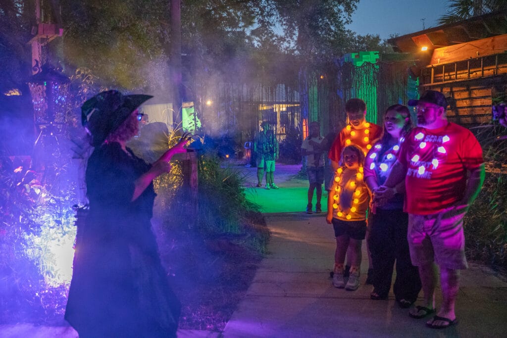 ZooTampa Creatures of the Night Kids at Scared of the Dark witch with family