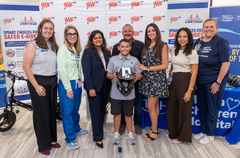 AAA E-Ride Safety Campaign announcement at Tampa General Hospital